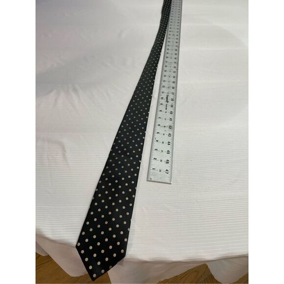 Mort Wallin Black Tan Polka Dot Tie Neck Tie - Picture 6 of 6